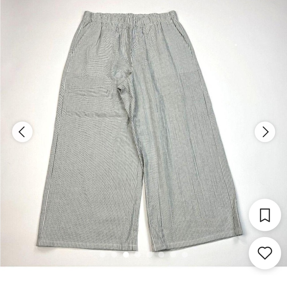 Eileen Fisher White Textured Top Wide-Leg Pants, like new - Picture 6 of 10